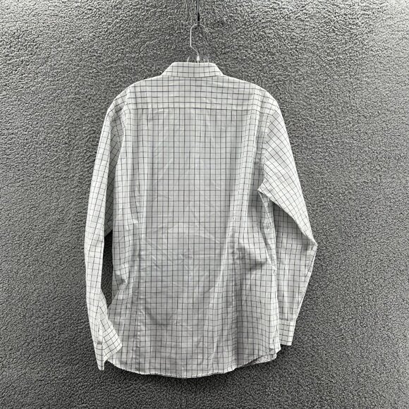 Banana Republic Long Sleeve Button Up Shirt Mens Large White Checked Slim - Picture 2 of 7